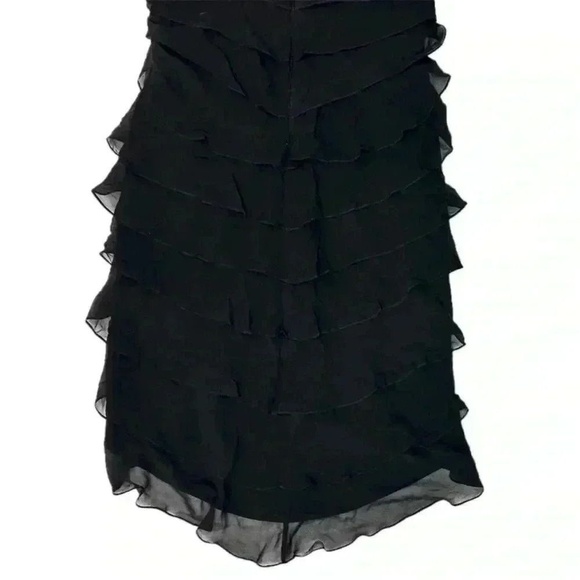 Tadashi Shoji Womens‎ Black Tiered Silk Spaghetti Strap Midi Dress. Size 8 - Picture 4 of 7
